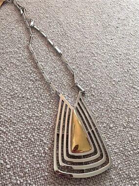 Vintage Carlo Biagi signed MCM pendant necklace costume jewelry silver gold